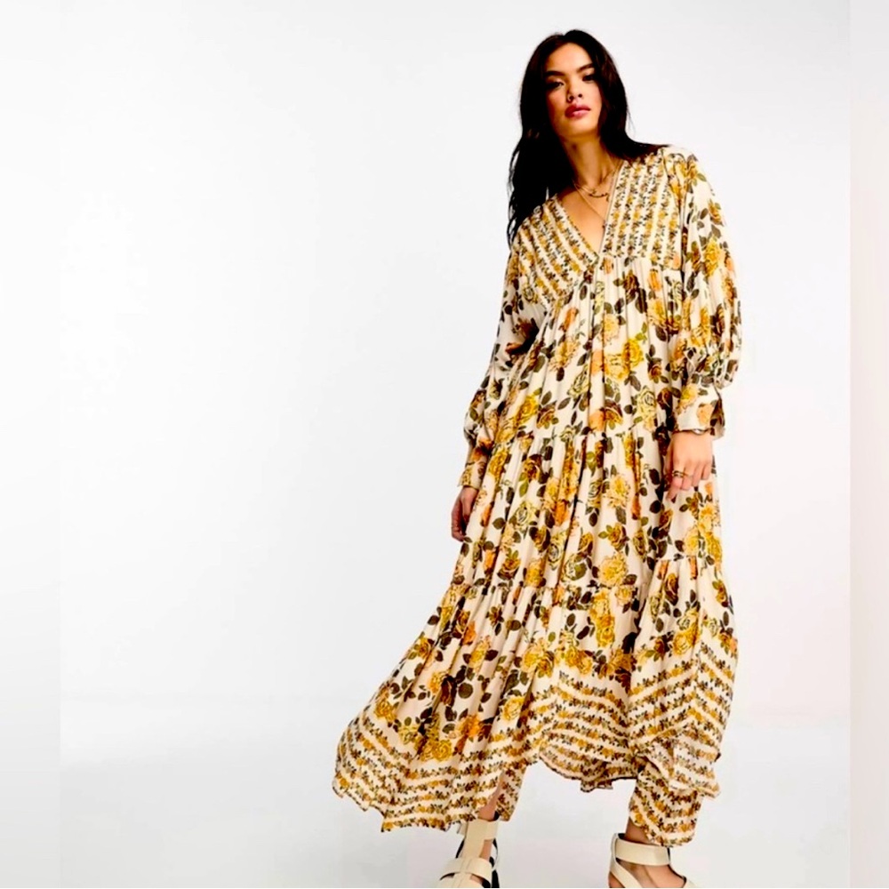 Free People Row Of Roses Maxi NWT
